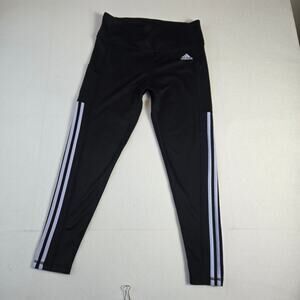 Adidas Black Leggings with Side Stripes Size Large